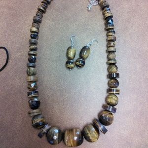 JAY KING DTR LARGE Tigers Eye necklace &earrings